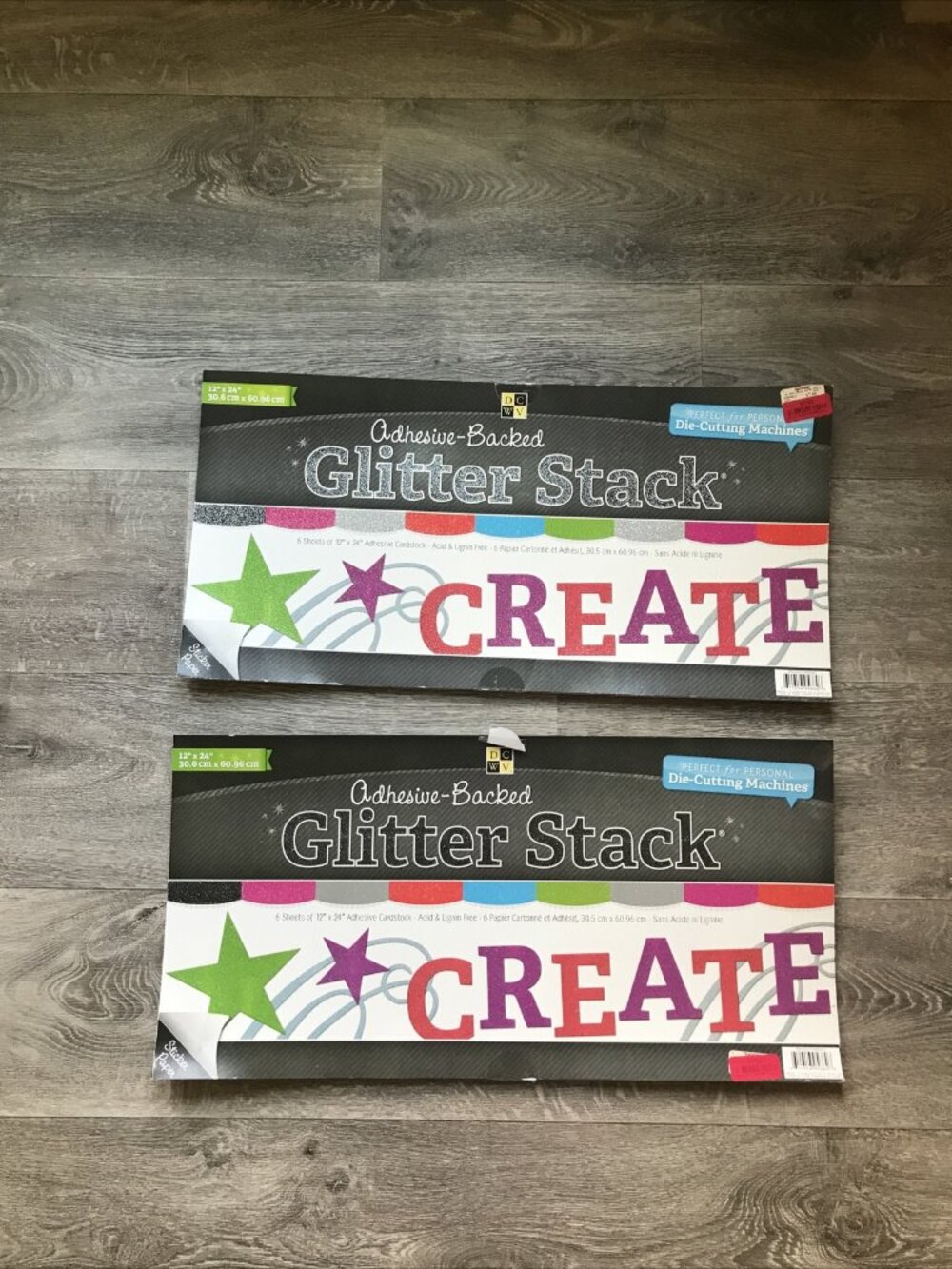 Set Of 2 Adhesive Backed Glitter Stack Card stock